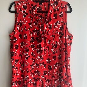 Banana Republic Red Floral Sleeveless Blouse
